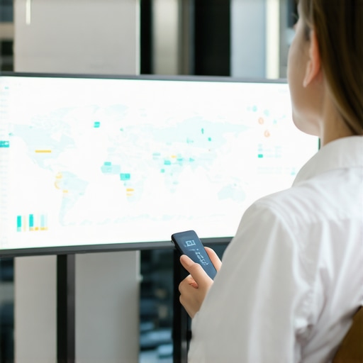 Advanced Local SEO Analytics SEO specialist analyzing local map rankings with tools and charts in an office