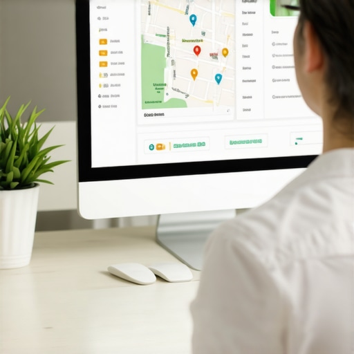 Analyzing Local SEO Data for Maps Optimization Person working on local SEO analytics at a desk with maps and charts.