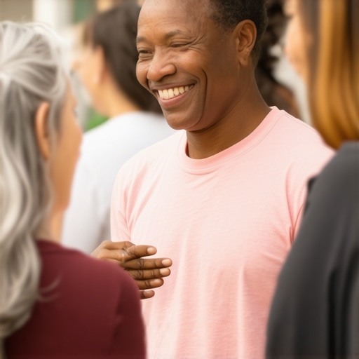 Business owner participating in local community event to boost local SEO visibility.