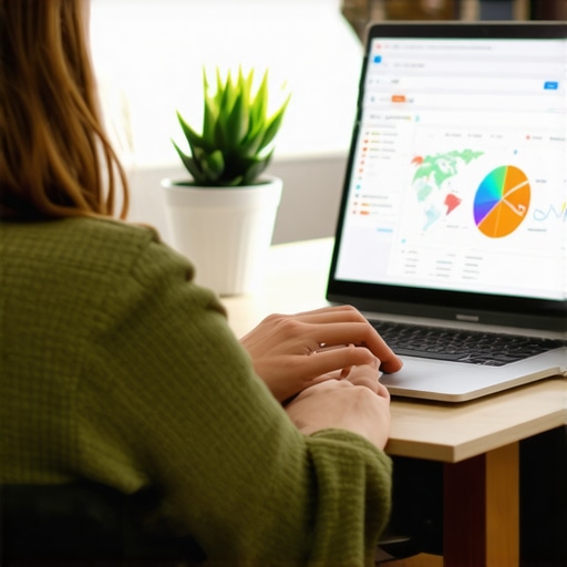 Person working on local SEO tools on a laptop in an office