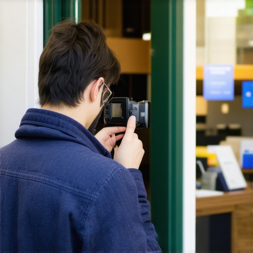 Authentic Business Photos for Local SEO Business owner capturing real storefront photos to enhance local profile visibility