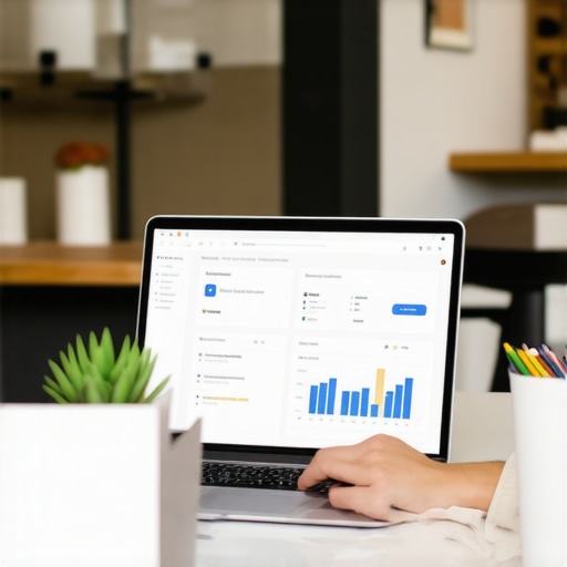 GMB Profile Optimization Business owner optimizing Google My Business profile on a laptop