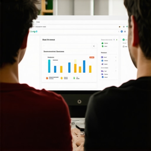 Business owner updating Google My Business profile on a laptop showing local search results.