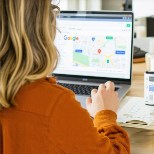 A person working on improving their Google My Business listing to increase local visibility