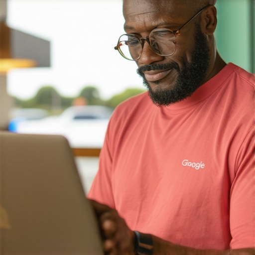 Optimizing Your Google Business Profile for Local Search Business owner updating Google Business Profile on computer in a bright office