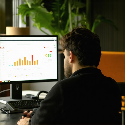 Business owner reviewing local SEO analytics on a laptop for improved map visibility