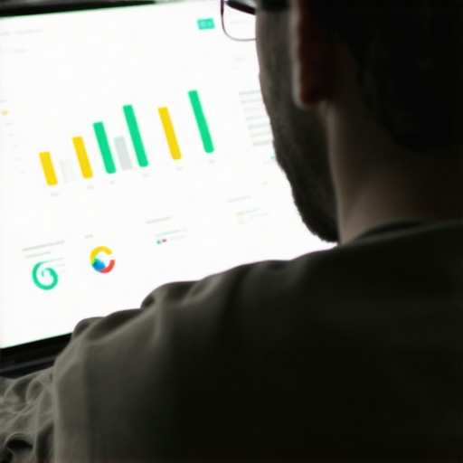 Analyzing Local SEO Data for Sustained Success Person studying local SEO metrics on a laptop with analytics charts