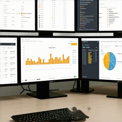 An organized SEO professional's workspace with multiple screens showing maps, citations, and rankings.