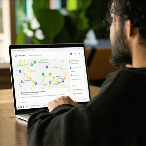 Business owner working on Google My Business profile for local visibility