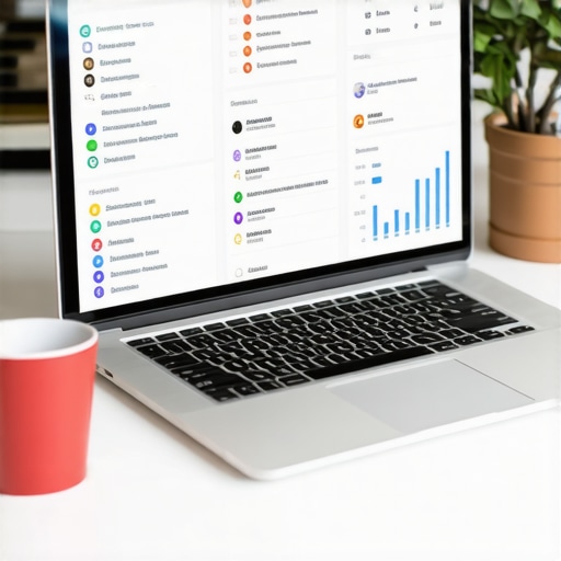 Local SEO Tools in Action Laptop screen showing local SEO dashboards with citation and review analytics.