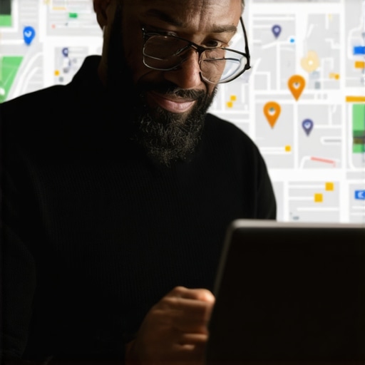 Optimizing your Google My Business profile for local SEO success Business owner editing GMB profile with maps and SEO analytics on screen