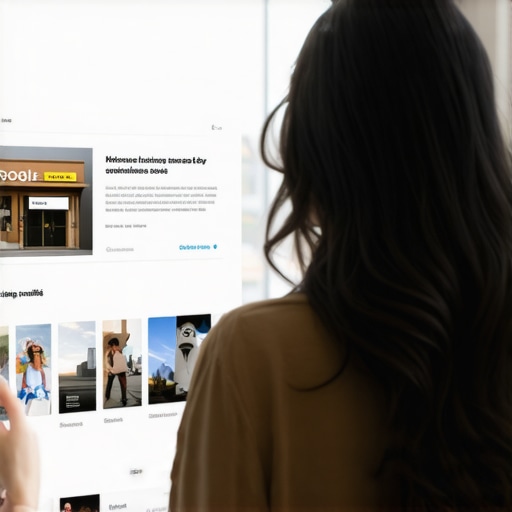 Business owner optimizing Google Business Profile with photos and details.