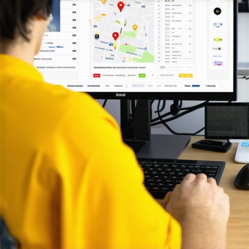 Person analyzing local map SEO data on a computer screen