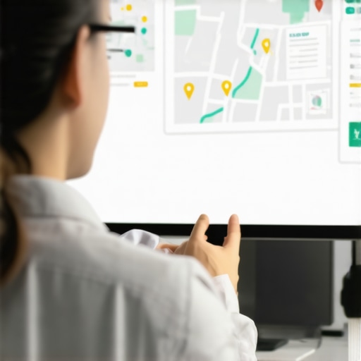 Person reviewing local SEO analytics and map rankings using digital tools.