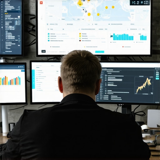 A business professional analyzing local search performance on multiple screens