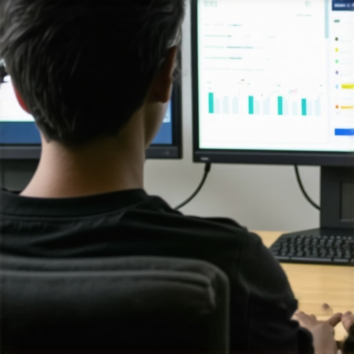 Person analyzing local search rankings on a computer with BrightLocal and SEMrush dashboards.