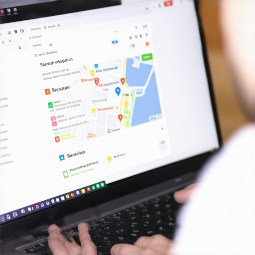 Business owner updating Google My Business service listings on laptop