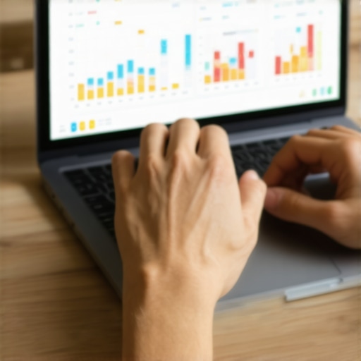 Person analyzing local SEO data on a laptop for map ranking maintenance.